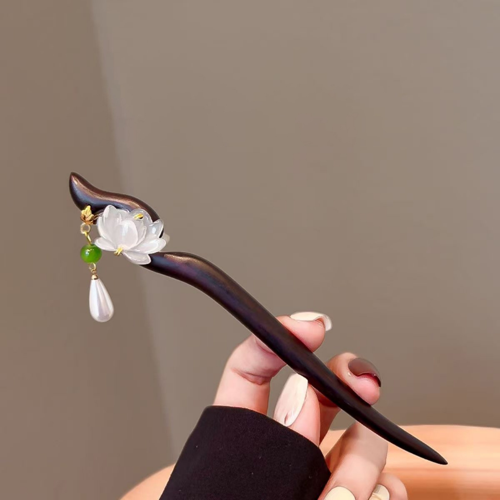 1PC Elegant Lotus Wood Hair St - Jewelry Making For Adults avis et prix