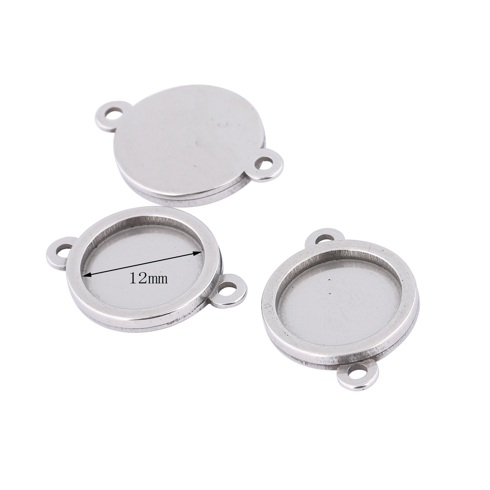 10pcs Stainless Steel 12mm Cab - Jewelry Making Tray avis et prix
