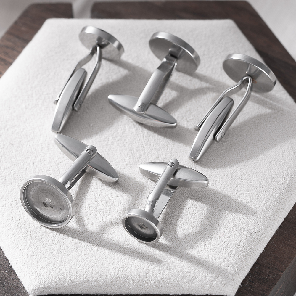 5Pcs Stainless Steel Cufflinks - Jewelry Making Tray avis et prix