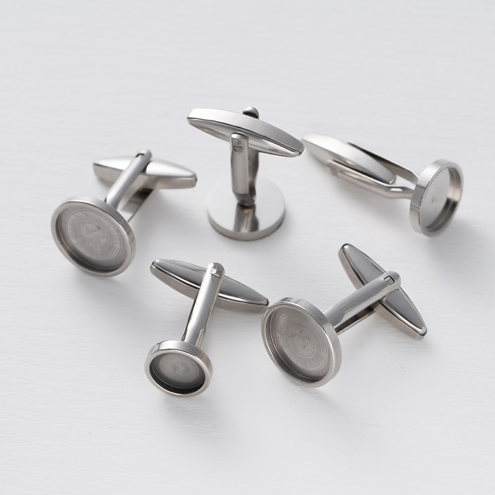 5Pcs Stainless Steel Cufflinks - Jewelry Making Tray avis et prix