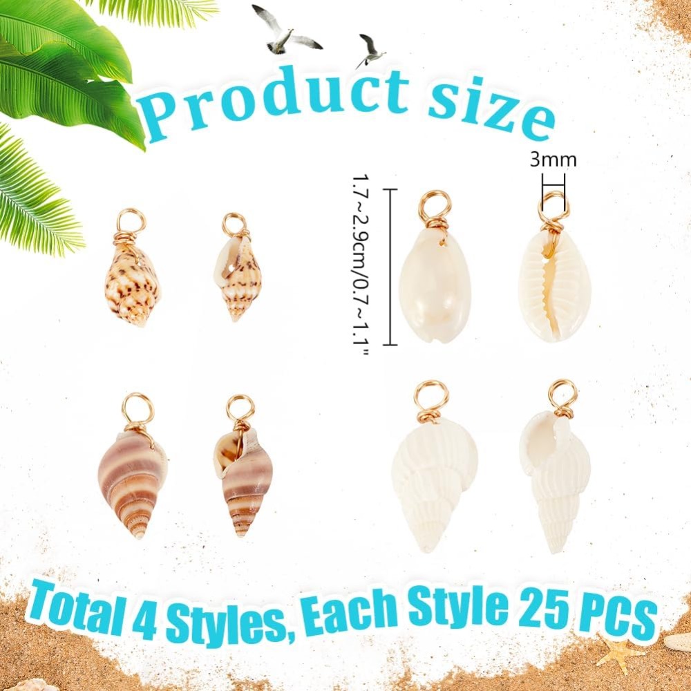 100pcs 4 Styles Natural Shell  - Jewelry Making Online avis et prix