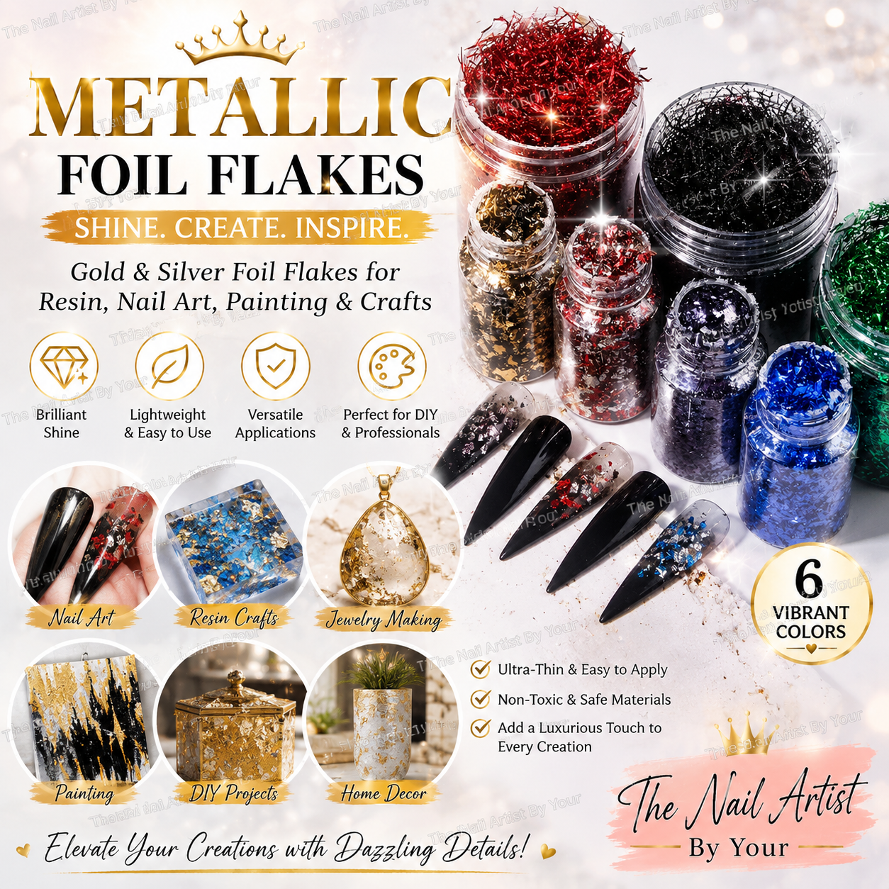 Metallic Foil Flakes Golden Si - Jewelry Making Event avis et prix