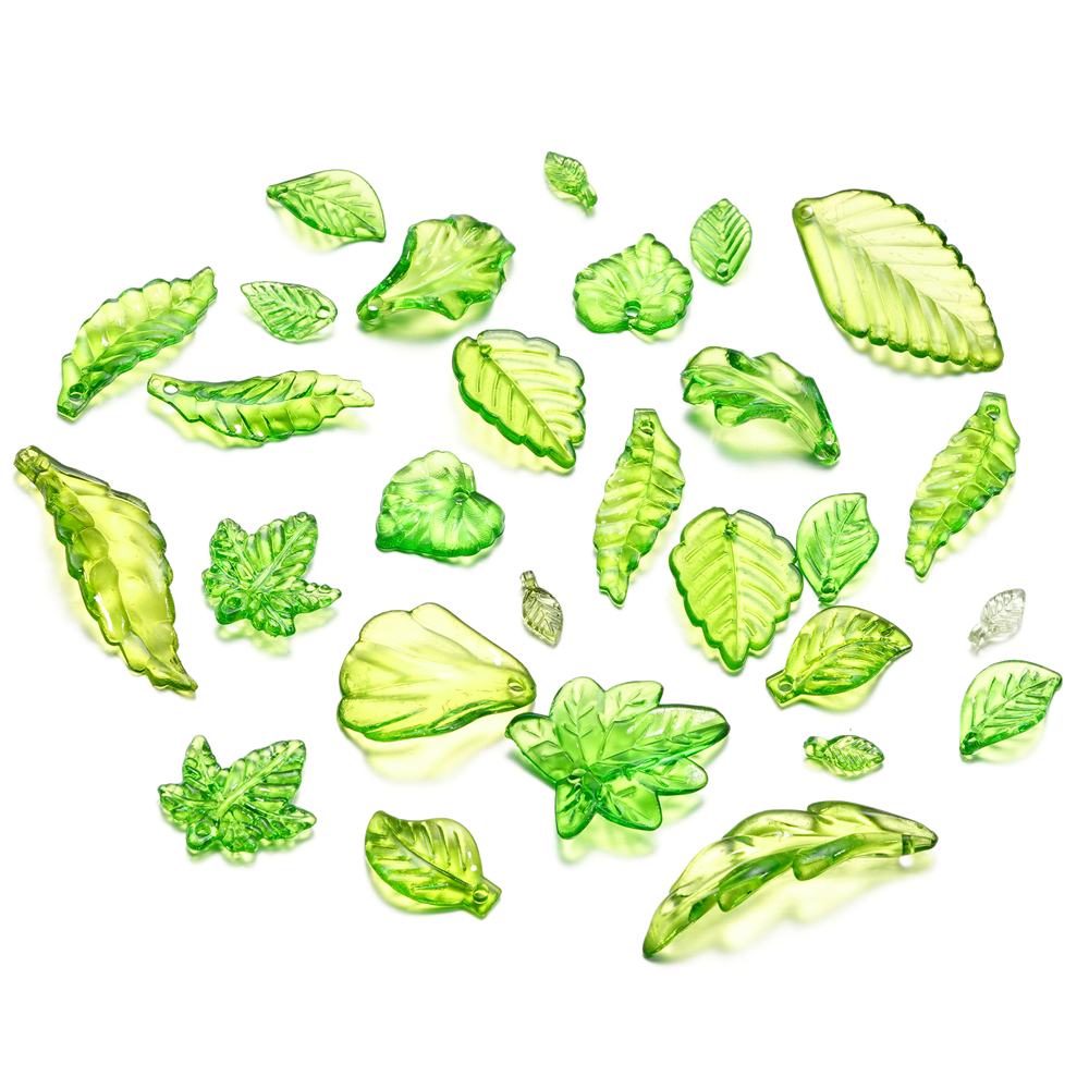 about 20pcs Green Acrylic Leaf - Jewelry Making Event avis et prix