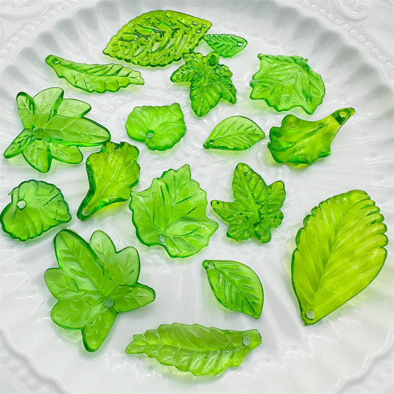 about 20pcs Green Acrylic Leaf - Jewelry Making Event avis et prix